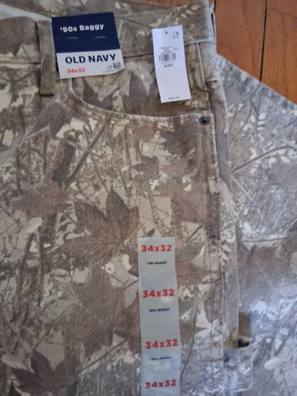 Old Navy Tan and Beige Camouflage '90s Baggy Carpenter Pants NWT - Picture 4 of 9